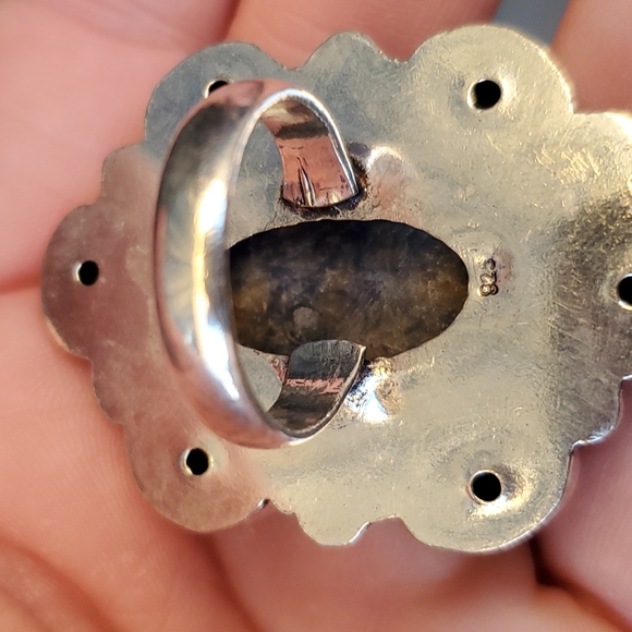 New Oversized Sodalite & Black Spinnel 925 Silver Statement Ring. - Picture 15 of 16